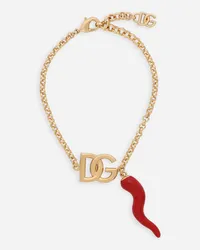 Dolce & Gabbana Bracciale Con Logo Dg E Charm Cornetto - Donna Bijoux Oro Metallo Oro