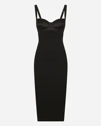 Dolce & Gabbana Abito Longuette In Jersey Con Top Bustier Reggiseno - Donna Abiti Nero Viscosa Nero