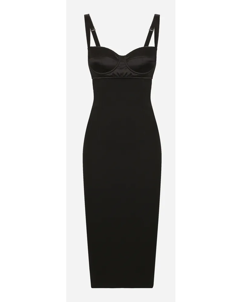 Dolce & Gabbana Abito Longuette In Jersey Con Top Bustier Reggiseno - Donna Abiti Nero Viscosa Nero