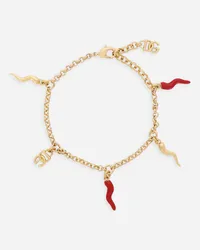 Dolce & Gabbana Bracciale Con Logo Dg E Multi Charms Cornetto - Donna Bijoux Oro Metallo Oro