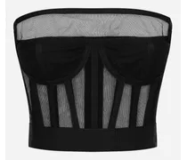 Tulle Bustier Top With Boning - Donna Camicie E Top Nero Tulle