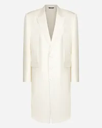 Dolce & Gabbana Cappotto Monopetto In Twill Di Seta - Uomo Cappotti E Giubbotti Bianco Bianco