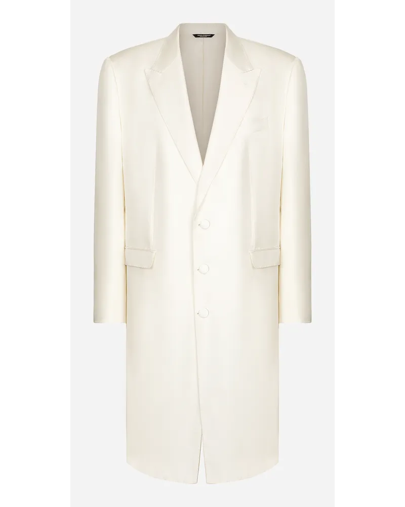 Dolce & Gabbana Cappotto Monopetto In Twill Di Seta - Uomo Cappotti E Giubbotti Bianco Bianco