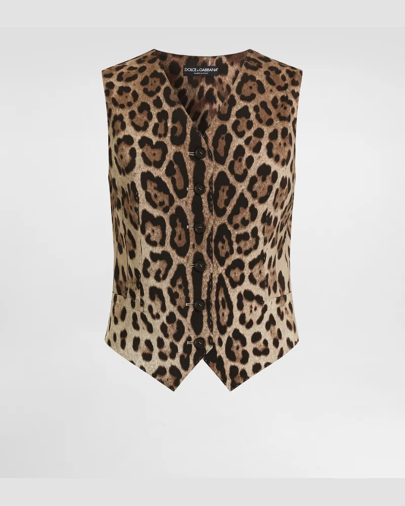 Dolce & Gabbana Gilet In Lana Stampa Leo - Donna Giacche E Blazer Stampa Animalier Leo