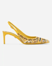 Dolce & Gabbana Slingback Con Pattern Maiolica Ricamato A Filo - Donna Décolleté E Slingback Stampa Stampa