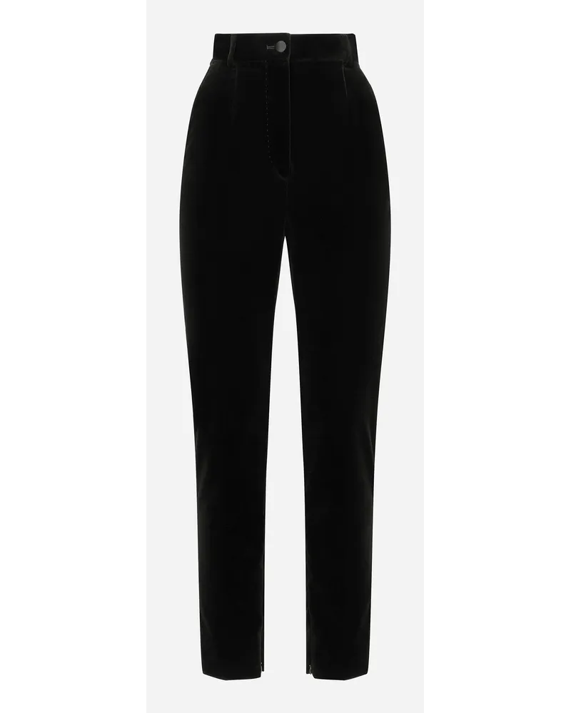 Dolce & Gabbana Pantaloni A Sigaretta In Velluto - Donna Pantaloni E Shorts Nero Nero