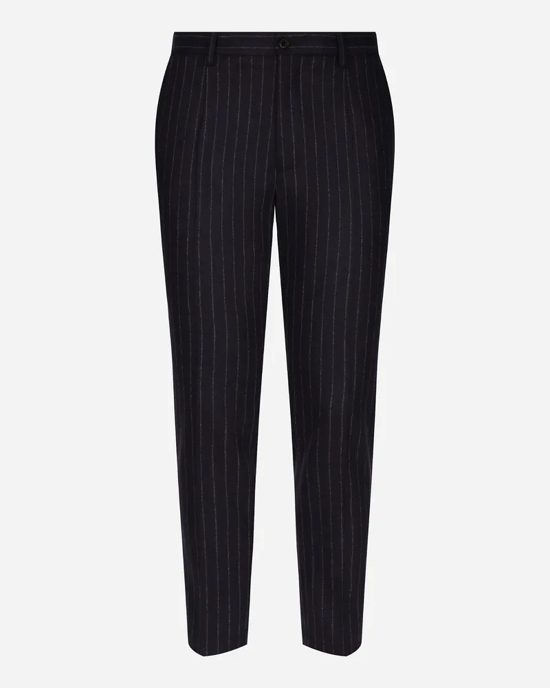 Dolce & Gabbana Pantalone Sartoriale In Flanella Gessata - Uomo Pantaloni E Shorts Multicolore Rigato