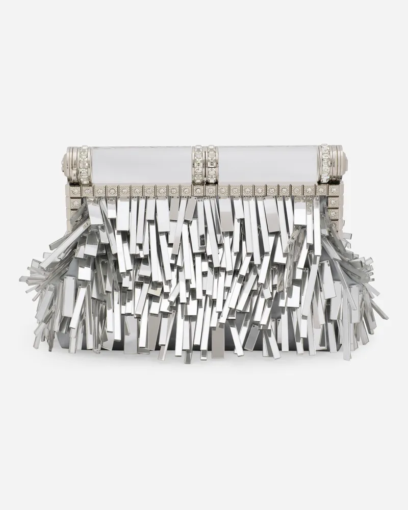 Dolce & Gabbana Borsa In Nappa Mordoré Con Ricamo Frange - Donna Borse Mini Micro E Pochette Argento Argento