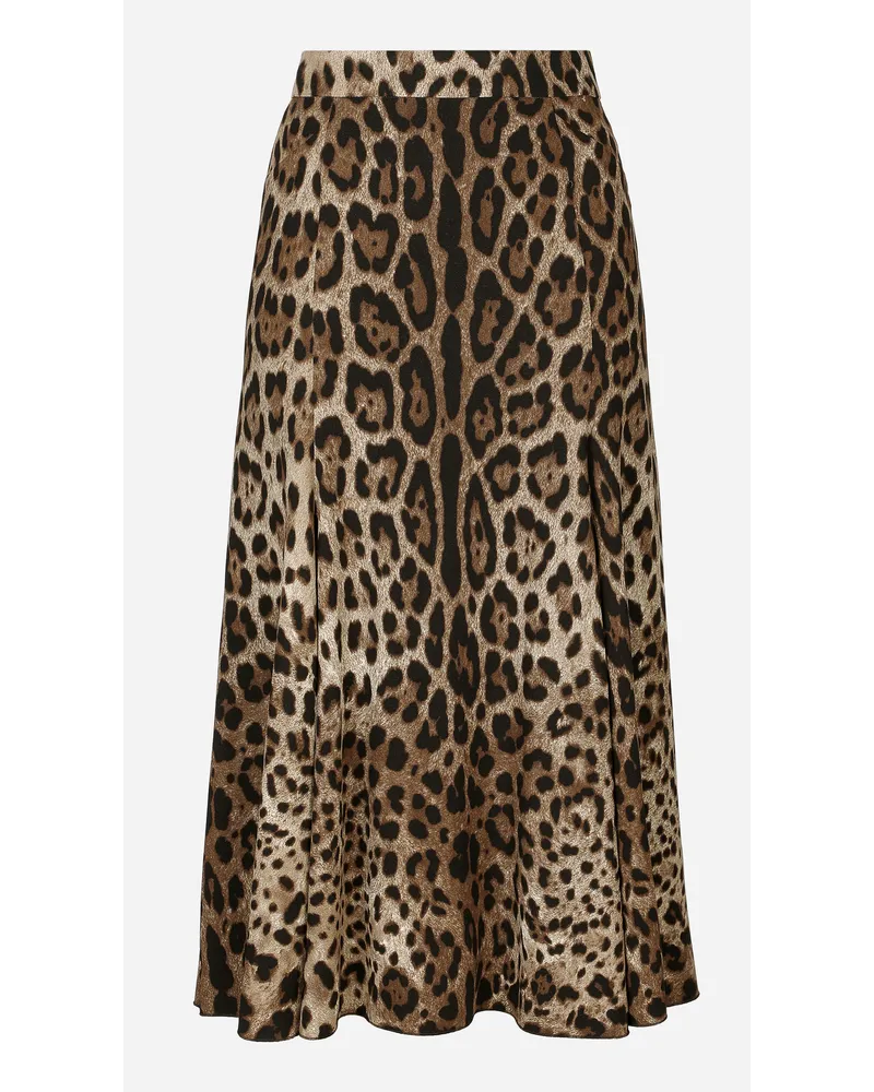 Dolce & Gabbana Gonna A Ruota In Cady Stampa Leopardo - Donna Gonne Stampa Animalier Viscosa Leo