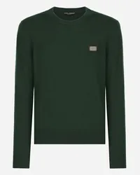 Dolce & Gabbana Maglia Girocollo In Lana E Cashmere - Uomo Maglieria Verde Lana Verde