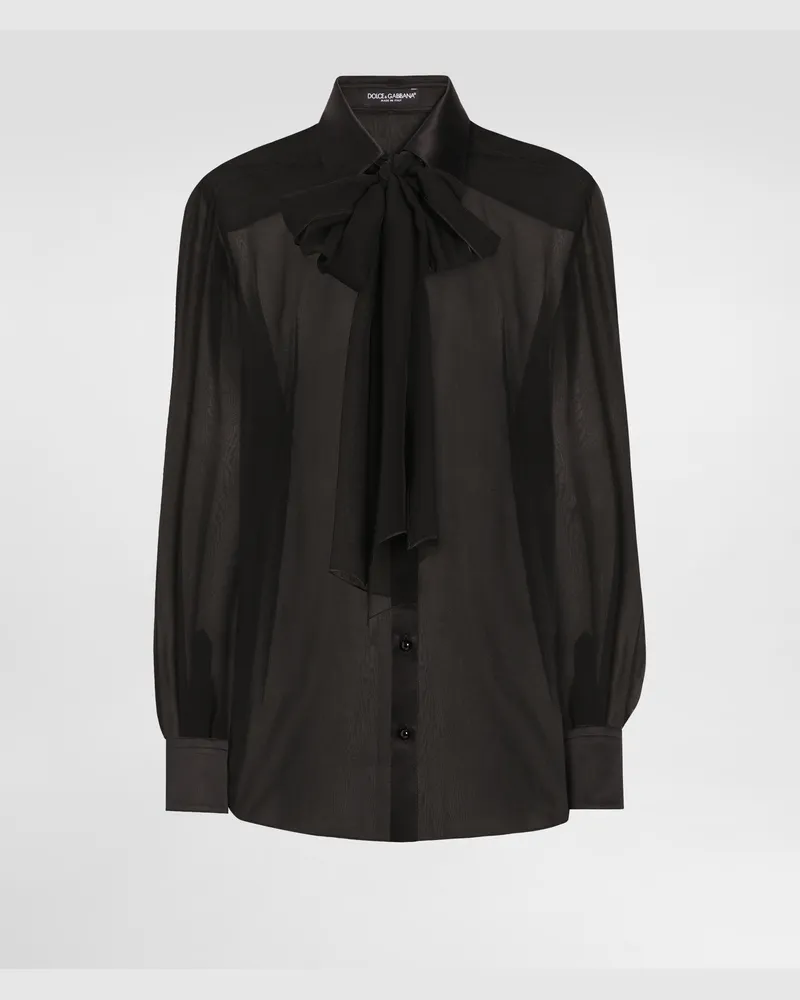 Dolce & Gabbana Camicia In Chiffon Di Seta Con Fiocco - Donna Camicie E Top Nero Seta Nero