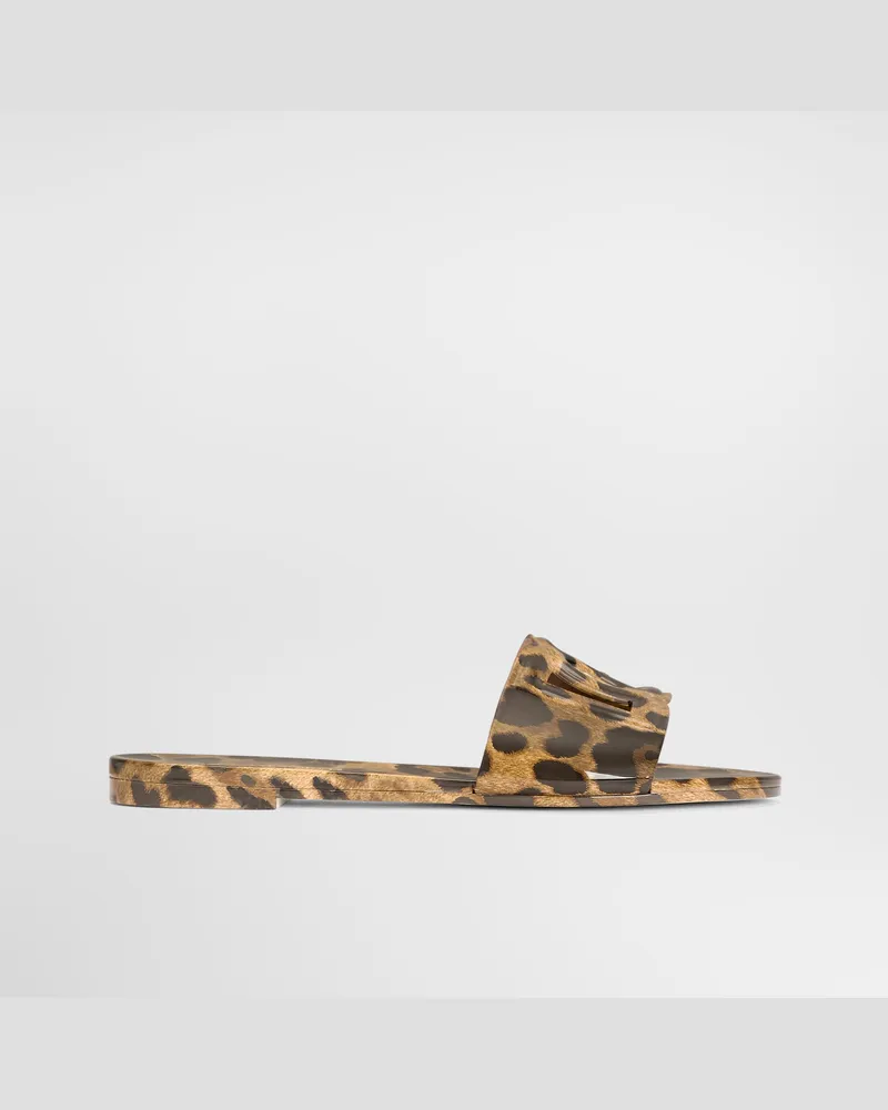 Dolce & Gabbana Slide Beachwear In Gomma Stampa Leo - Donna Slide E Mule Stampa Animalier Leo