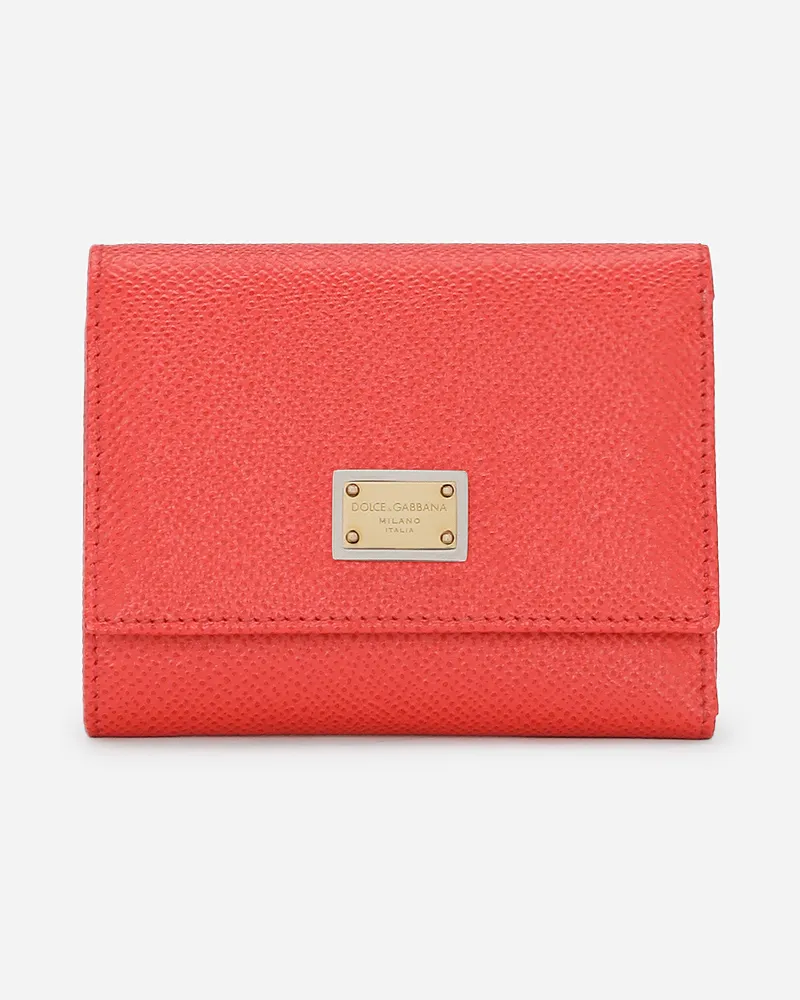 Dolce & Gabbana Portafoglio French Flap Targhetta - Donna Portafogli E Piccola Pelletteria Arancione Pelle Arancione