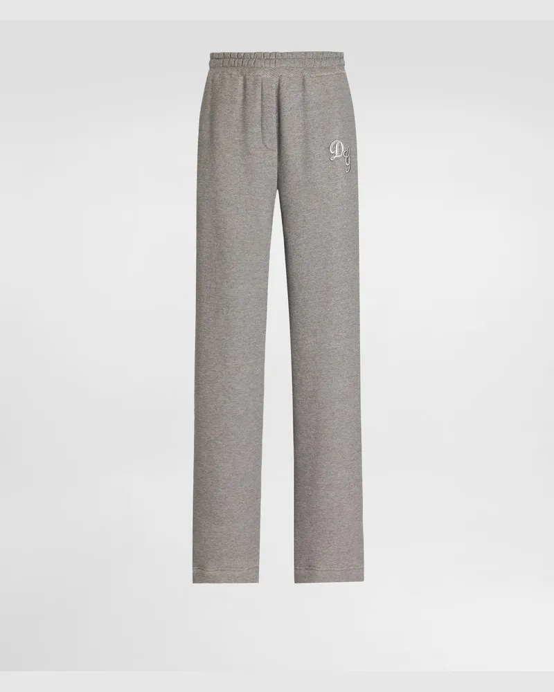 Dolce & Gabbana Pantaloni In Felpa Con Patch Ricamato - Donna Pantaloni E Shorts Grigio Melange