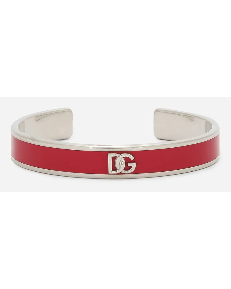 Dolce & Gabbana Bracciale Rigido In Smalto Con Logo Dg - Donna Bijoux Fucsia Metallo Fucsia