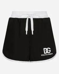 Dolce & Gabbana Shorts In Jersey Con Ricamo Logo Dg - Donna Pantaloni E Shorts Nero Nero