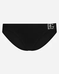 Dolce & Gabbana Swim Briefs With Dg Hardware - Uomo Beachwear Nero Jersey Nero