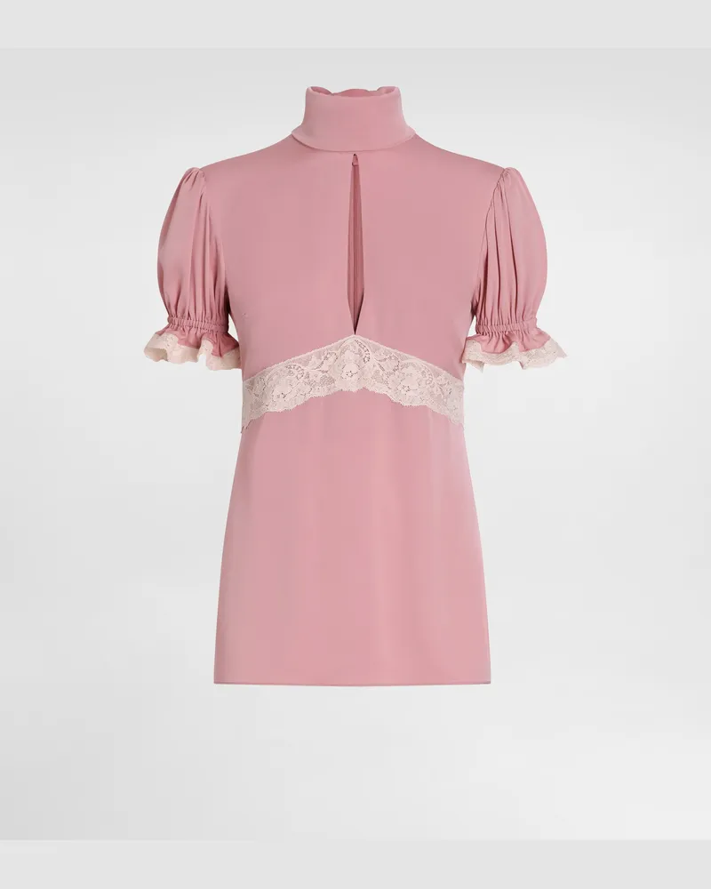 Dolce & Gabbana Top In Charmeuse Stretch - Donna Camicie E Top Rosa Seta Rosa