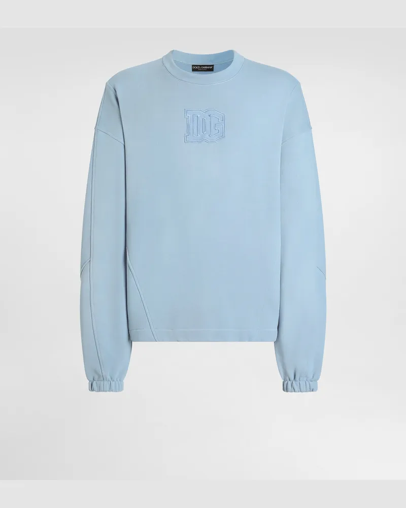 Dolce & Gabbana Felpa In Cotone Trattato - Uomo Felpe Azzurro Azzurro