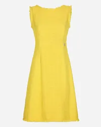 Dolce & Gabbana Abito Midi In Tweed Rachel Con Logo Dg - Donna Abiti Giallo Giallo