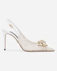 Dolce & Gabbana Slingback Rainbow Lace In Pizzo Lurex - Donna Décolleté E Slingback Grigio Pizzo Ghiaccio