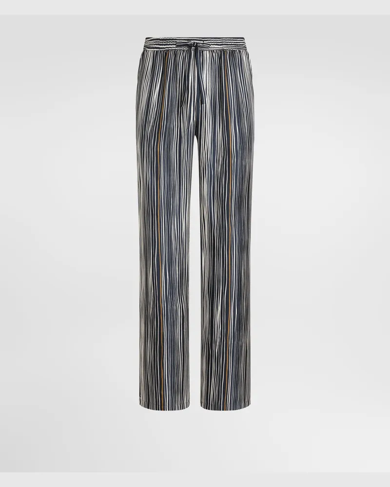 Dolce & Gabbana Pantaloni Vanity In Twill Di Seta Stampa Righe - Uomo Collection 