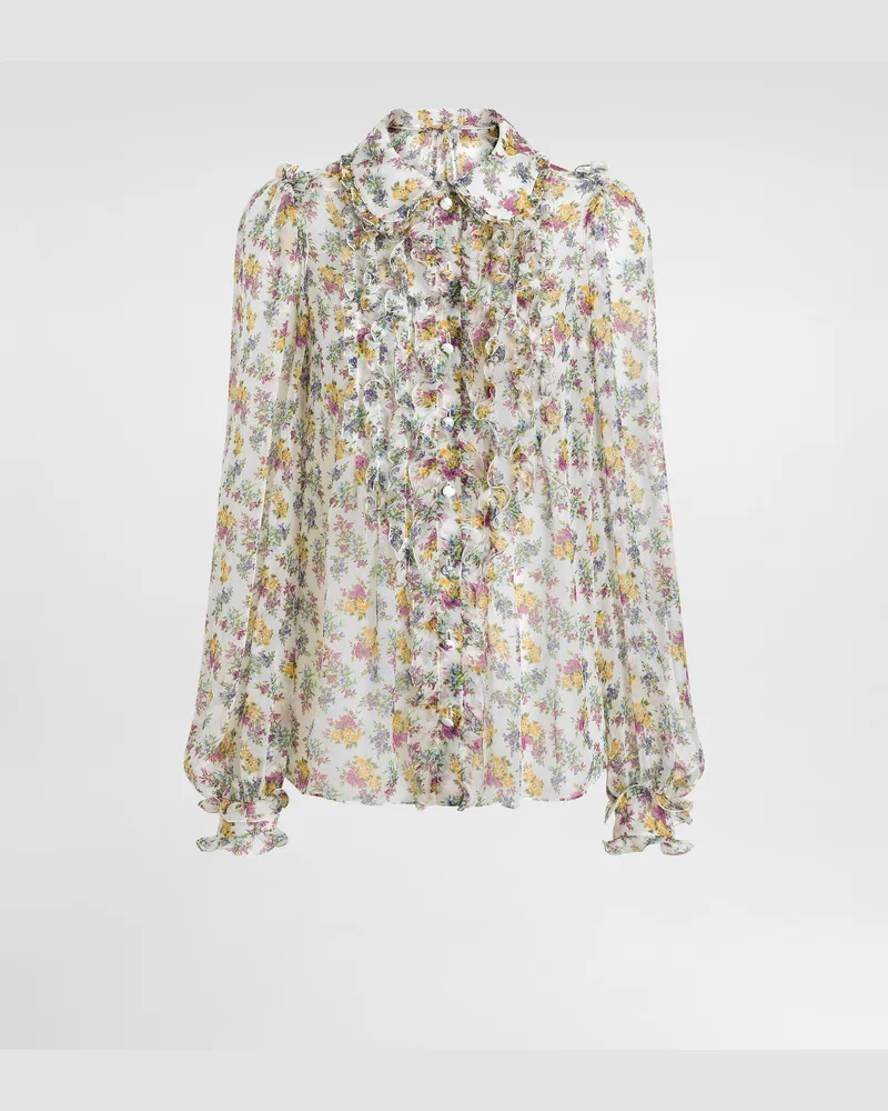 Dolce & Gabbana Camicia In Chiffon Stampa Fiorellini - Donna Camicie E Top Multicolore Multicolore