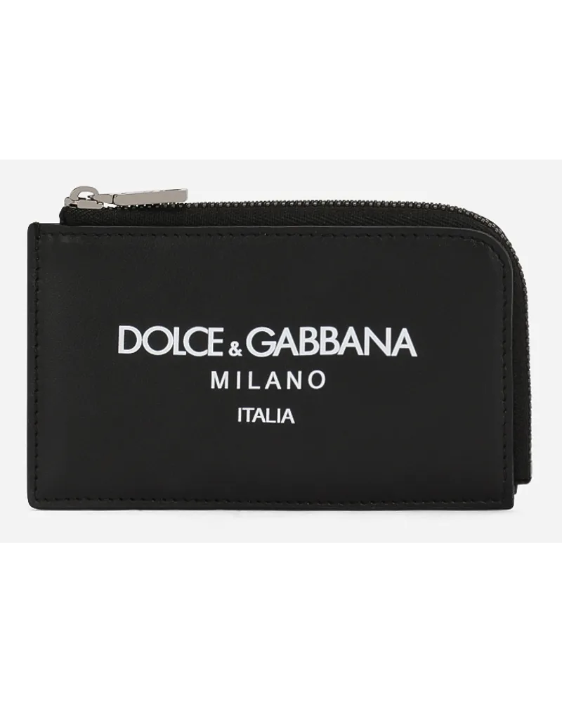 Dolce & Gabbana Portacarte In Pelle D Vitello Con Logo - Uomo Portafogli E Piccola Pelletteria Nero Pelle Dg
