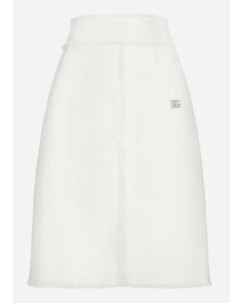 Dolce & Gabbana Gonna Midi In Tweed Rachel Con Spacco Centrale - Donna Gonne Bianco Bianco