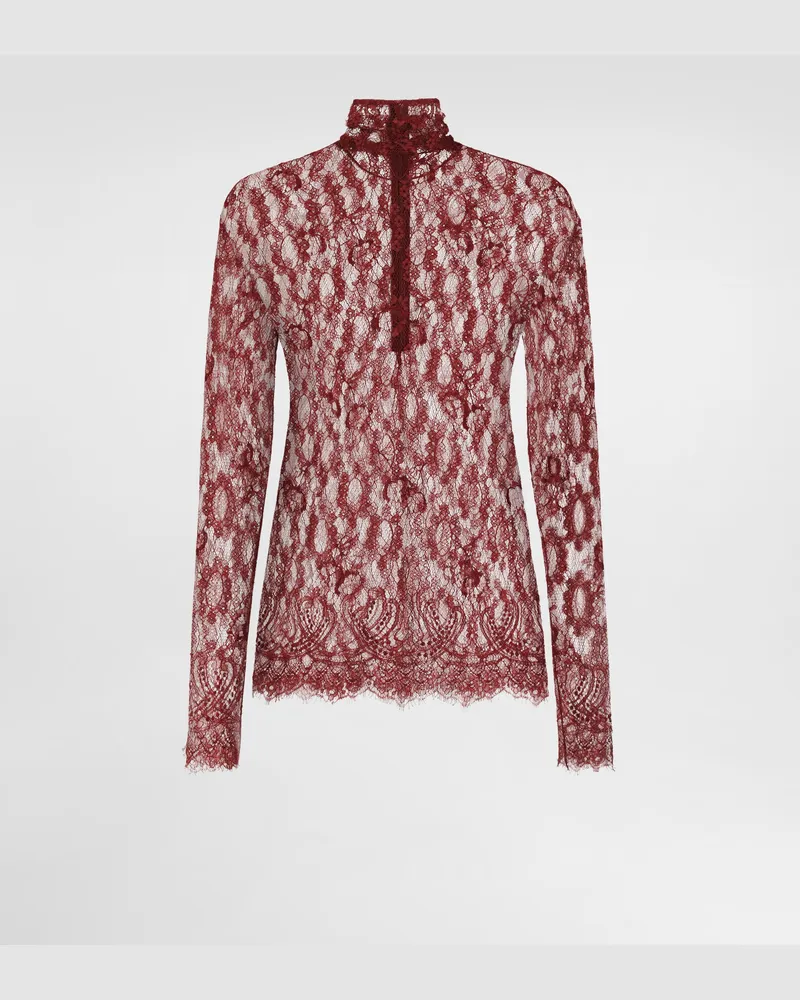 Dolce & Gabbana Top In Pizzo Chantilly - Donna Camicie E Top Bordeaux Bordeaux