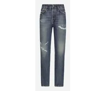 Jeans In Denim Con Rotture - Donna Denim Multicolore