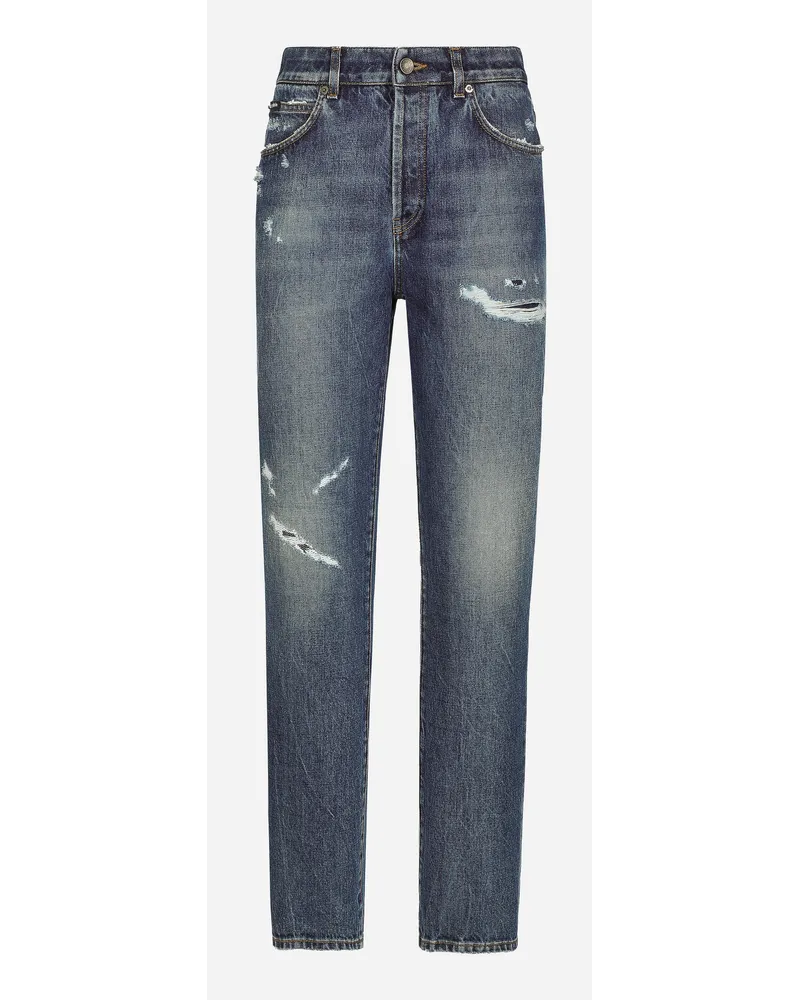 Dolce & Gabbana Jeans In Denim Con Rotture - Donna Denim Multicolore Variante