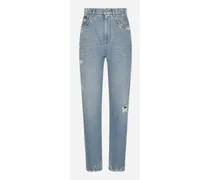 Jeans In Denim Con Piccole Rotture - Donna Denim Multicolore Cotone