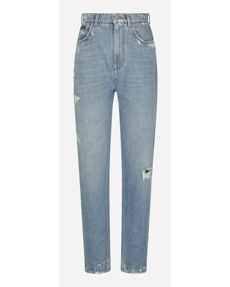 Dolce & Gabbana Jeans In Denim Con Piccole Rotture - Donna Denim Multicolore Cotone Variante