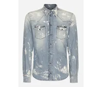 Camicia Jeans Stretch Bleached Lavato - Uomo Camicie Multicolore Tessuto