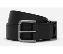 Calfskin Belt With Dg Logo - Uomo Cinture Nero Pelle