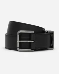 Dolce & Gabbana Calfskin Belt With Dg Logo - Uomo Cinture Nero Pelle Nero