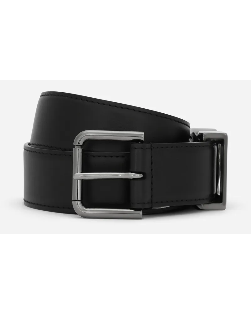 Dolce & Gabbana Calfskin Belt With Dg Logo - Uomo Cinture Nero Pelle Nero