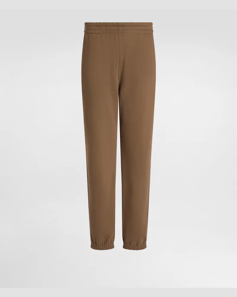 Dolce & Gabbana Pantalone Jogging In Jersey Stretch Con Ricamo - Uomo Pantaloni E Shorts Marrone Marrone