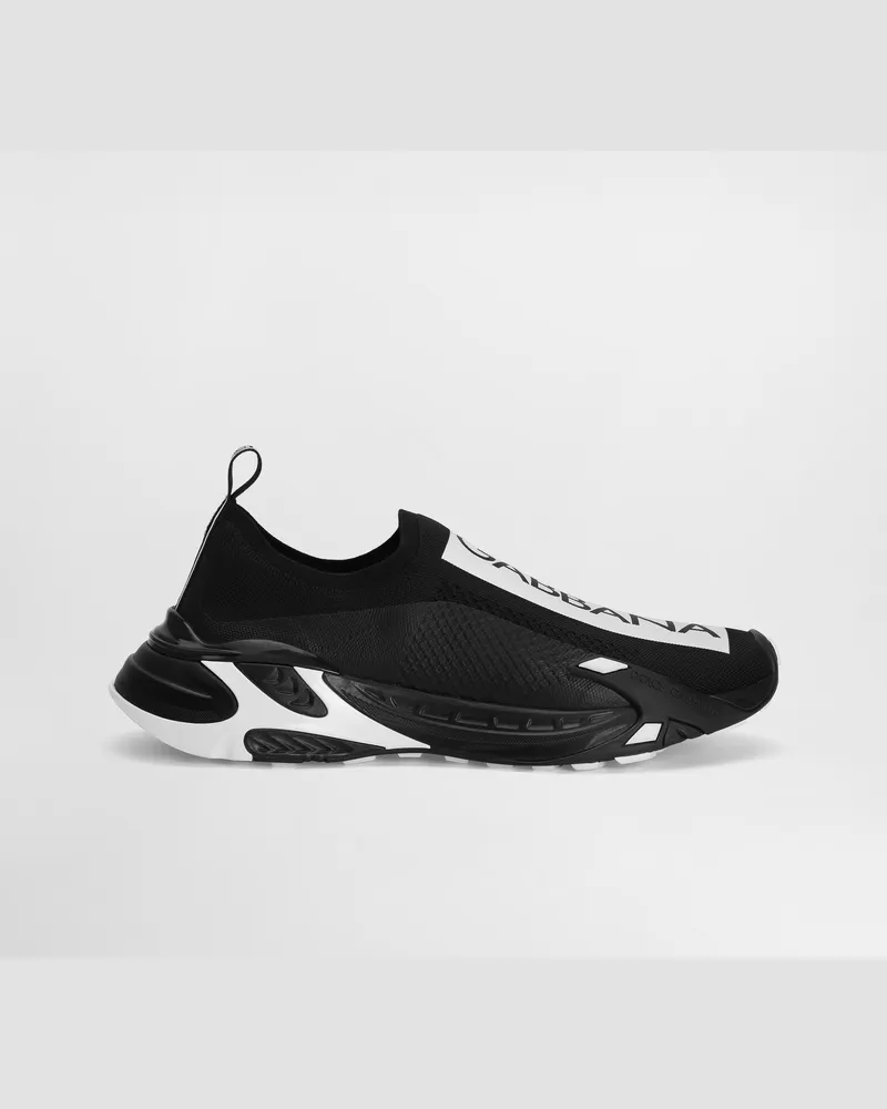 Dolce & Gabbana Sneaker Sorrento In Maglina Stretch Con Logo - Uomo Sneaker Nero Tessuto Nero
