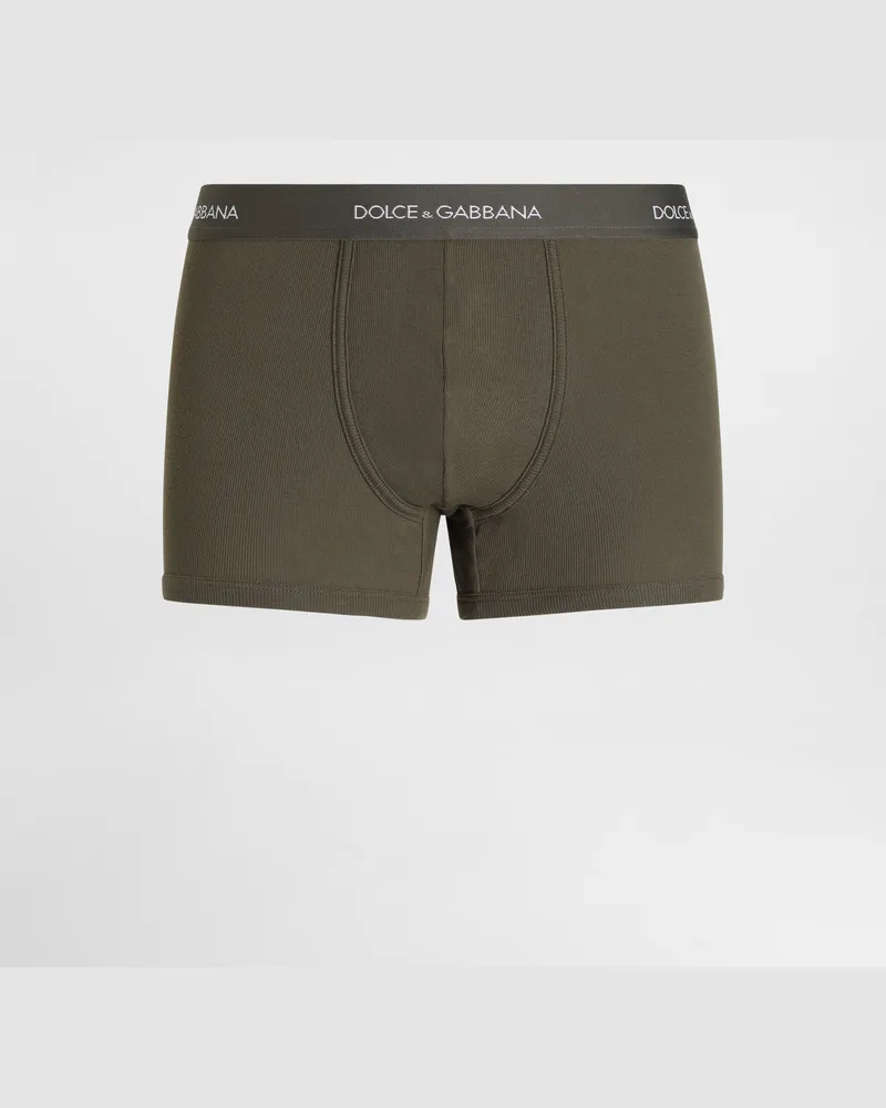 Dolce & Gabbana Boxer In Cotone A Costine - Uomo Intimo E Loungewear Verde Cotone Verde