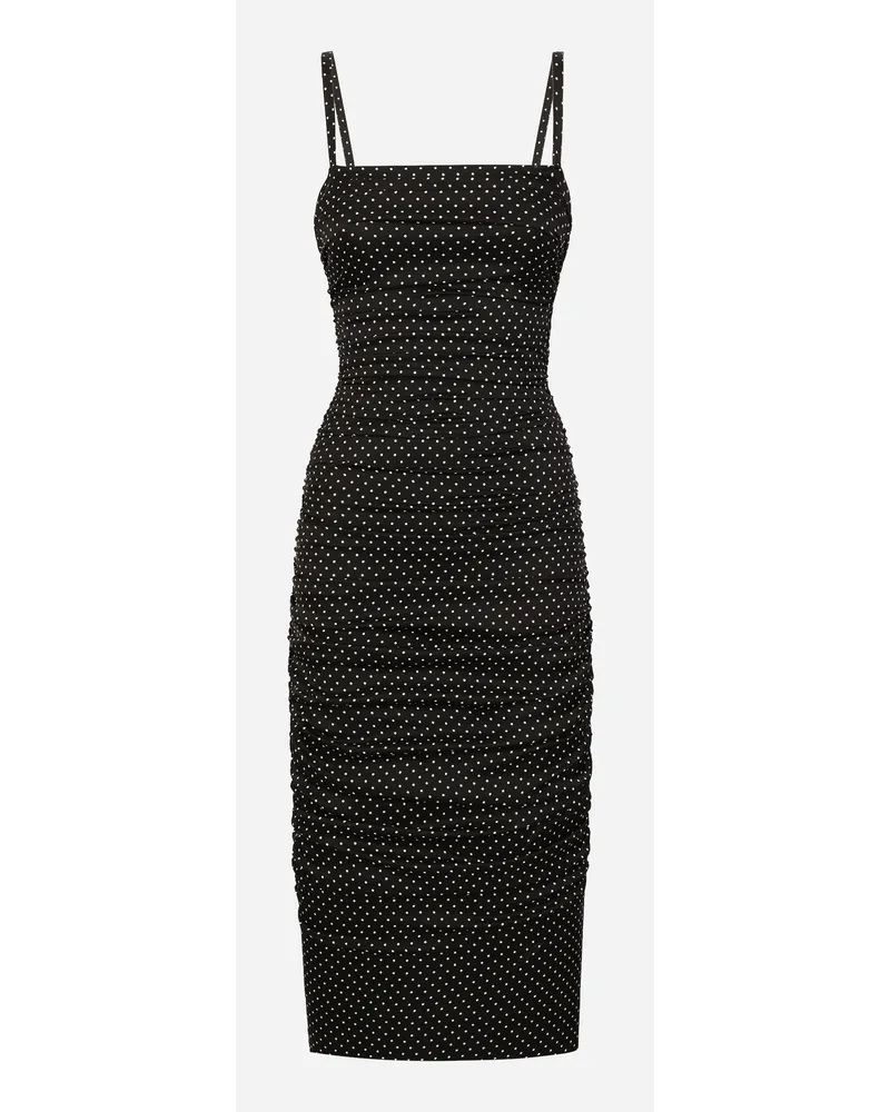 Dolce & Gabbana Abito Tubino In Charmeuse Stampa Micro Pois: - Donna Abiti Stampa Stampa