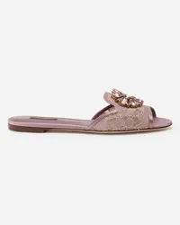 Dolce & Gabbana Slippers In Pizzo Con Cristalli - Donna Slide E Mule Phard Pizzo Phard