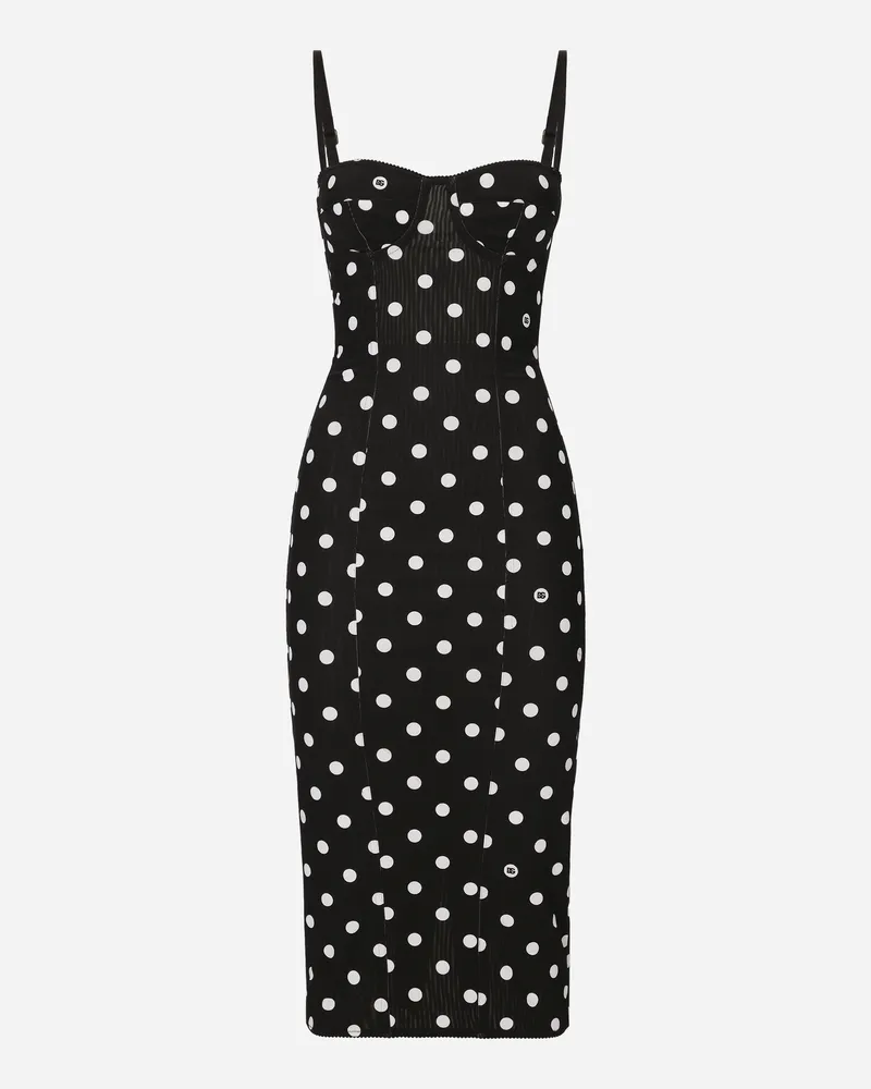Dolce & Gabbana Abito Corsetteria A Tubino In Marquisette Stampa Pois - Donna Abiti Stampa Stampa