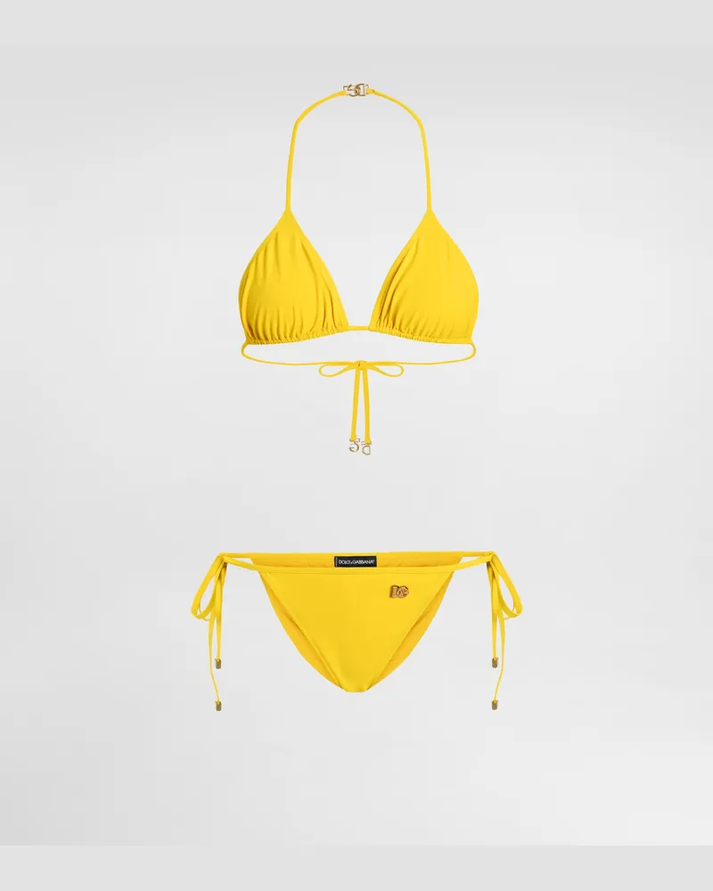 Dolce & Gabbana Bikini A Triangolo - Donna Beachwear Giallo Jersey Giallo