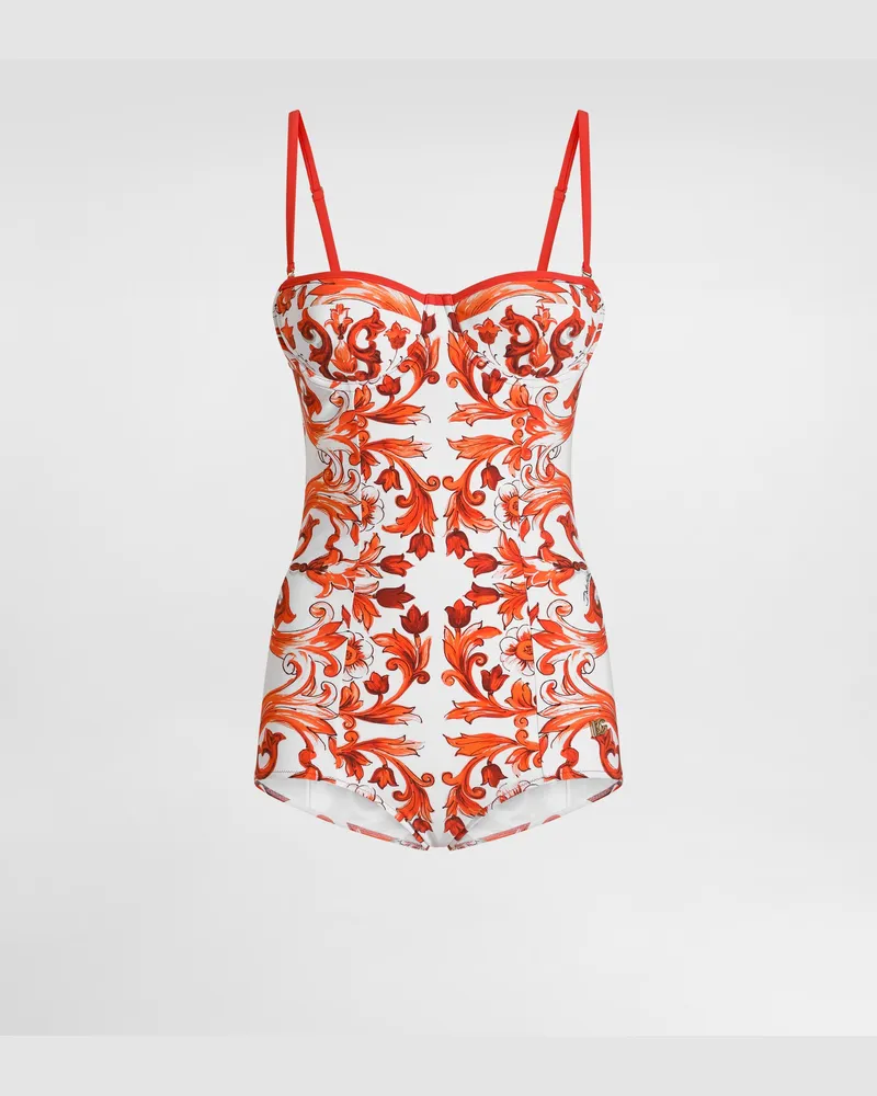 Dolce & Gabbana Costume Intero Stampa Maiolica - Donna Beachwear Multicolore Tessuto Multicolore