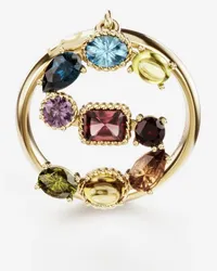 Dolce & Gabbana Rainbow Alphabet S Ring In Yellow Gold With Multicolor Fine Gems - Donna Anelli Oro Oro