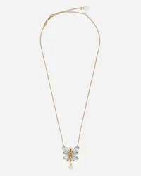 Dolce & Gabbana Collana Spring In Oro Giallo 18kt Con Farfalla Acquamarina - Donna Collane Oro Oro