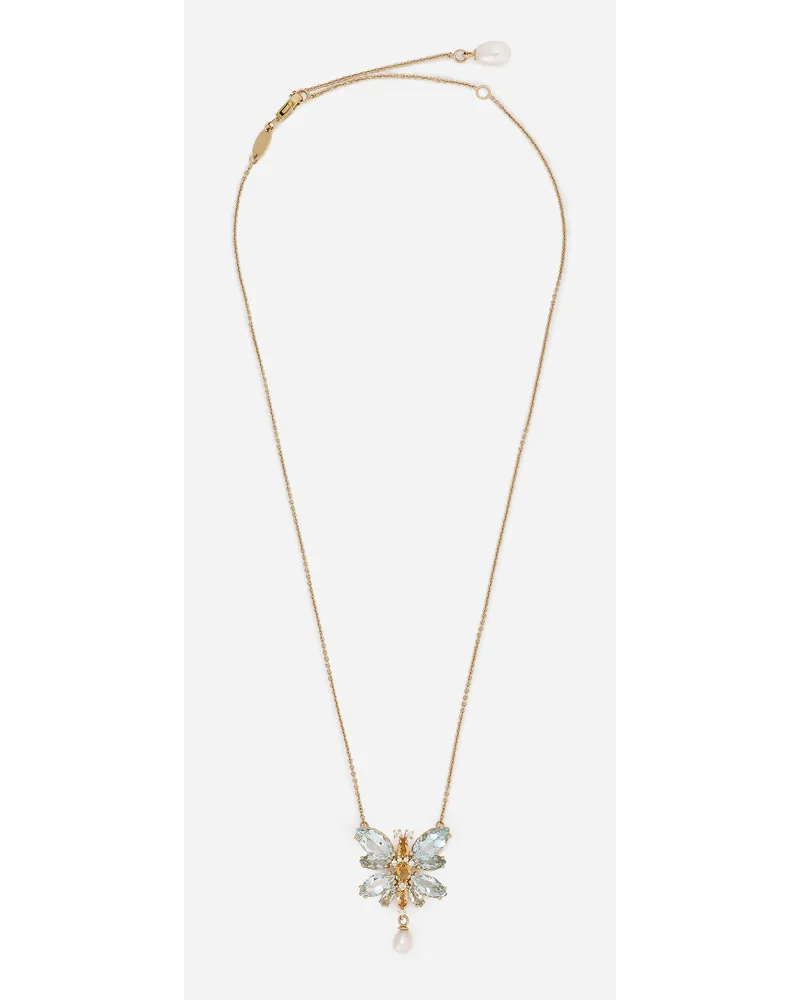 Dolce & Gabbana Collana Butterfly Oro Giallo 18 Carati E Acquamarina - Donna Collane Oro Oro