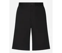 Bermuda Cotone Stretch Con Placca Logata - Uomo Pantaloni E Shorts Blu Cotone